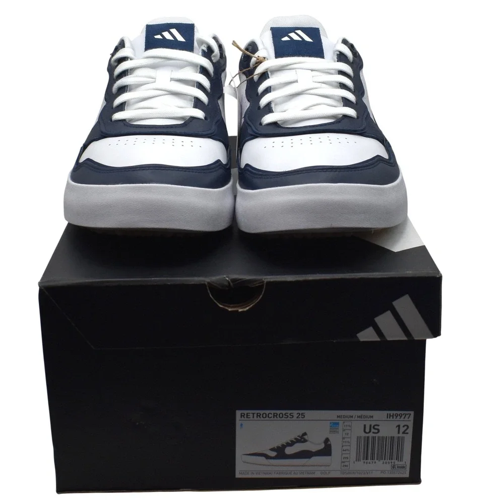Adidas Retrocross 25 Spikeless Golf Shoes Men's Size 12 White‎ Navy IH9977 NWT